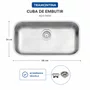 Cuba Inox de Embutir 54x34 Lávinia + Válvula Tramontina
