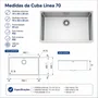 Cuba Inox de Embutir 70x40 Linea Bowl + Válvula Franke