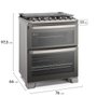 Fogão a Gás 5 Queimadores  Experience Cinza com  Forno Duplo Electrolux FE5DC