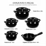 Jogo de Ceramica de Cerâmica 5 Peças New Premiere+ Joy Preto Ceraflame