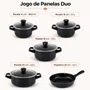 Jogo de Panelas de Cerâmica 5 Peças Duo Smart Preto Ceraflame