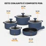 Jogo de Panelas de Cerâmica 5 Peças Slim Azul Indigo Ceraflame