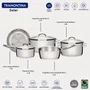 Jogo de Panelas Tramontina Solar em Aço Inox com Fundo Triplo e Tampas de Inox 5 Peças
