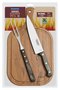 Jogo para Churrasco Aço Inox Cabo Castanho Polywood com Tábua de Madeira  Tramontina 3 Peças 21198/914