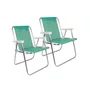 Kit 2 Cadeiras De Praia Alta Alumínio Cor Verde Anis Mor