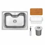 Kit Cuba Inox de Embutir 69x49 Morgana + Válvula + Lixeira + Cesto + Dosador + Tábua Tramontina