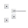 Kit Fechadura e 2 Travas Auxiliares Inox Roseta Quadrada Lucca Stam 800/27