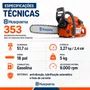Motosserra Husqvarna 353 Gasolina 51,7cc 3,27HP Sabre 18 Pol Profissional