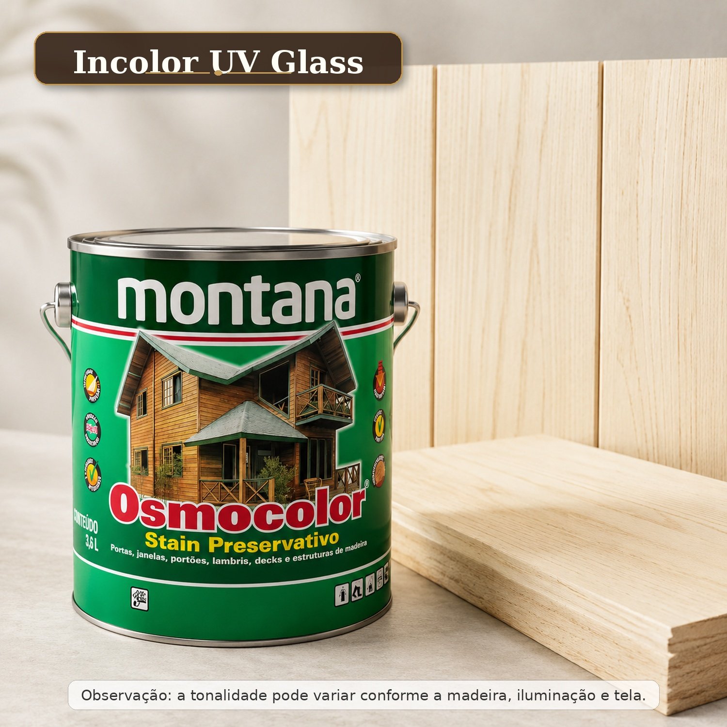 Verniz Osmocolor Stain Incolor UV Glass 3,6 Litros Montana